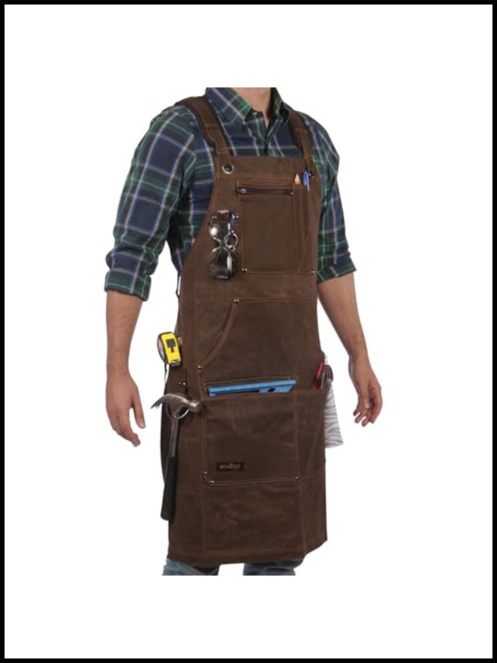 Waxed Canvas Work Apron 16oz Adjustable with Tape Holder 27x34
